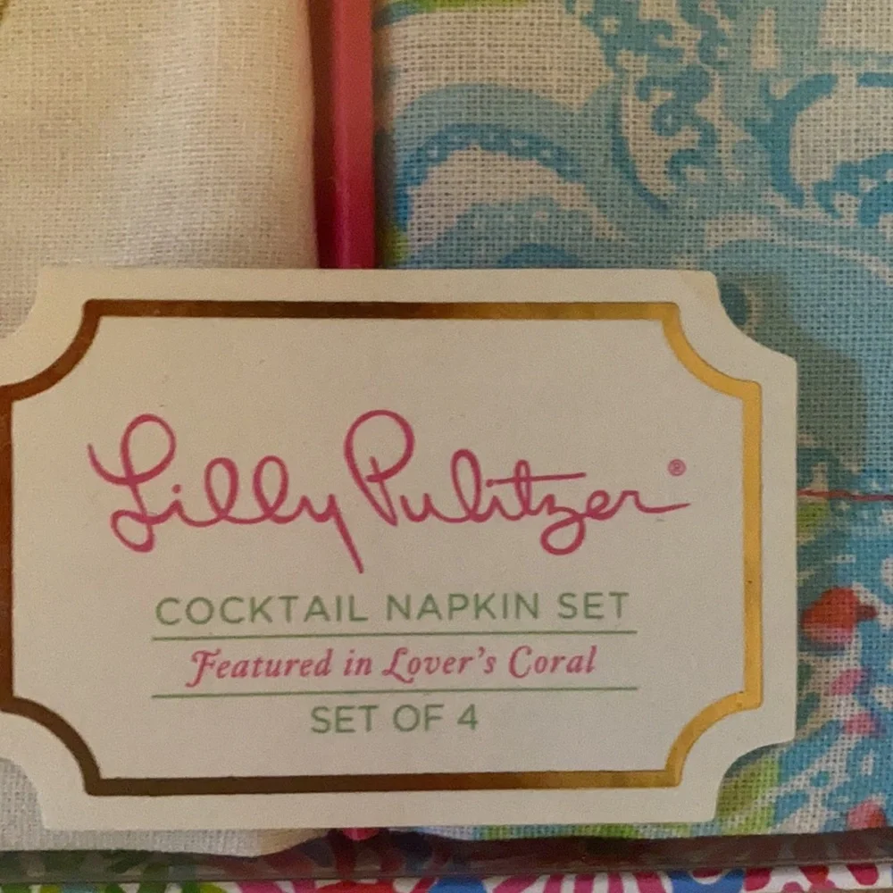 Lilly Pulitzer Embroidered Cocktail Napkins Set of 4 New in Box